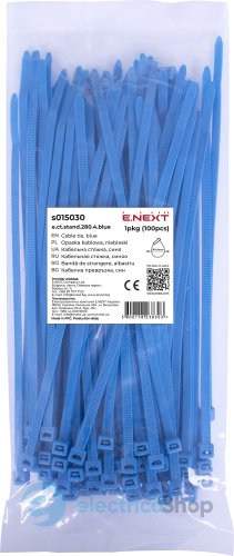 Кабельная стяжка e.ct.stand.280.4.blue (100шт), синяя s015030 E.NEXT