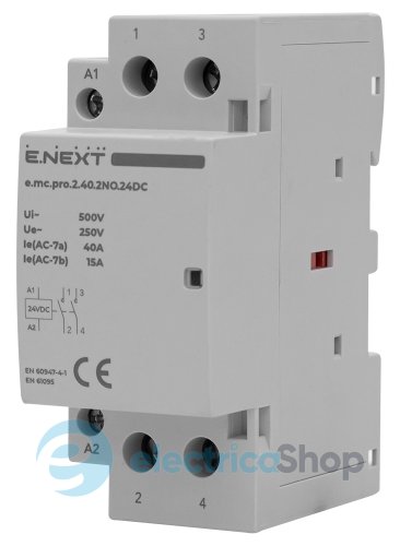 Модульний контактор e.mc.pro.2.40.2NO.24DC, 2р, 40А, 2NO, 24В p005303 E.NEXT