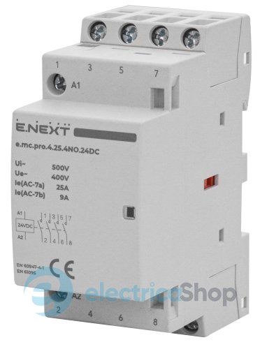 Модульний контактор e.mc.pro.4.25.4NO.24DC, 4р, 25А, 4NO, 24В p005305 E.NEXT