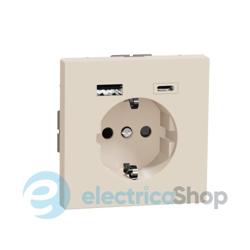 Розетка з/к (16А) з USB A+C (3A) Merten D-Life MEG2367-6033, Сахара