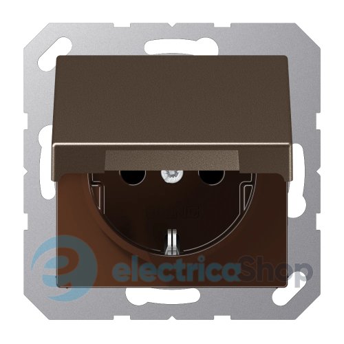Розетка із з/к 16A/250V, кришка, гвинт. клеми, JUNG A1521BFKLMO мокко