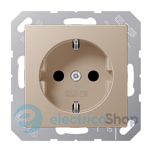 Розетка с з/к 16A/250V, шторки, пружин.клеммы, JUNG A1520KICH шампань
