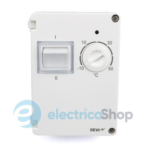 Электронный терморегулятор (-10° до +50°C) DEVIreg 610 (140F1080) DIN, IP44 10A/230V, 2300Вт с датчиком на проводе