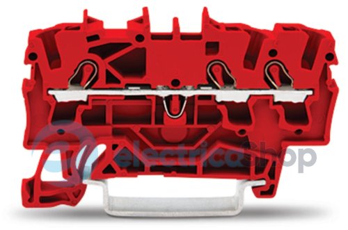 Клема прохідна самозатискна 3-провідна; 2,5 м²; червона Wago 2002-1303