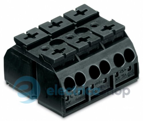 Клемма проходная 3х(0.5-4) блок 3 пол. Wago 862-503 черная 