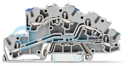 Клема прохідна 3-рівнева, 0,25 - 2,5 (4) м2, L / L / PE, сіра Wago 2003-7646