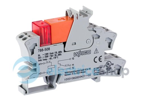 Реле з колодкою, 230 В; 1 перекидний контакт; струм: 16 А Wago 788-508