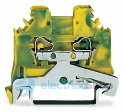 Клема із заземленням 2-пров.0,08 - 2,5 м 2, жовто-зелена Wago 280-107