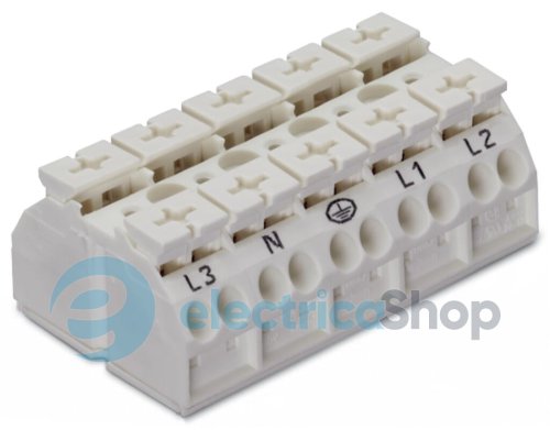 Клемма проходная 5х(0.5-4) блок 5 пол. Wago 862-605 белая