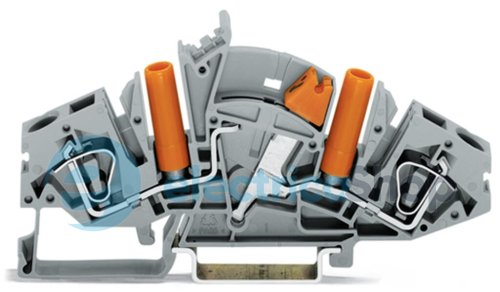 Клема 2-х проводна продольного включения з размыкателем (сірий) Wago 282-821