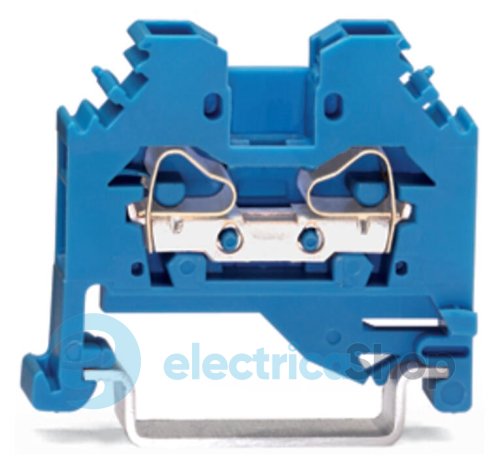 Клема 2-провідна din 35 з боковим підключенням 4 mm² синя Wago 281-104