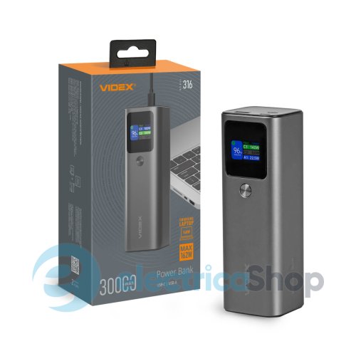 Повербанк VIDEX 30000mAh 162W PD140W +Display VPB-316-G
