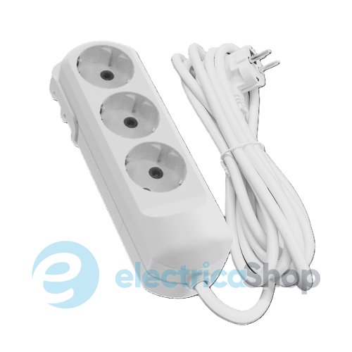 Подовжувач 3 гнізда 5 метрів з/к 16A білий Neomax NX501305