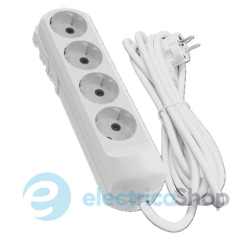 Подовжувач 4 гнізда 3 метри з/к 16A білий Neomax NX501403