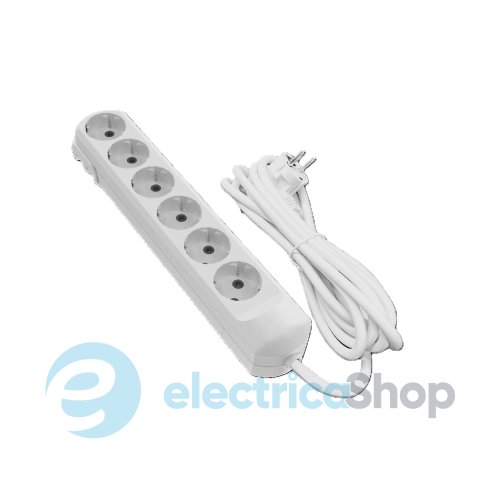 Подовжувач 6 гнізд 5 метрів з/к 16A білий Neomax NX501605