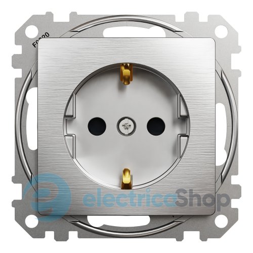 Розетка с з/к и шторками 250V/16А Sedna Elements SDD170022U матовый алюминий