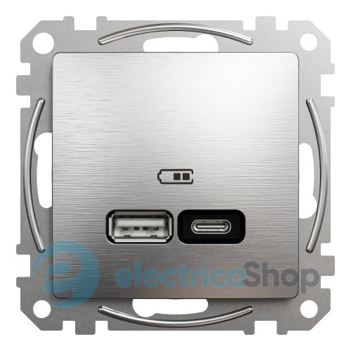 USB розетка А+С Sedna Elements SDD170405U матовый алюминий