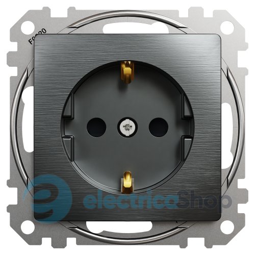 Розетка с з/к и шторками 250V/16А Sedna Elements SDD172022U матовый титан