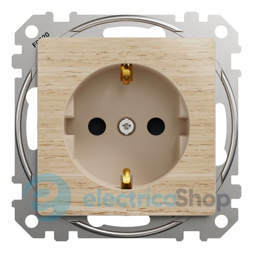 Розетка с з/к и шторками 250V/16А Sedna Elements SDD180022U береза
