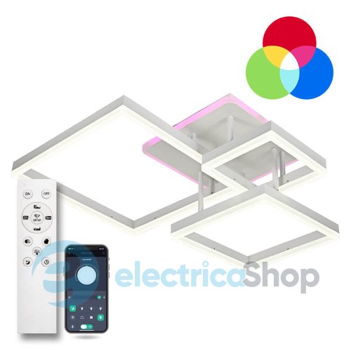 Світильник стельовий Luminaria GENNY SQUARE RGB 105W 4S WHITE з пультом ДК