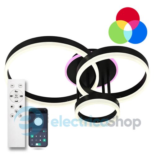 Світильник стельовий Luminaria GENNY ROUND RGB 80W 4R BLACK з пультом ДК