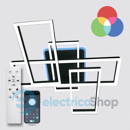 Світильник стельовий Luminaria GENNY RGB 130W 5S BLACK з пультом ДК