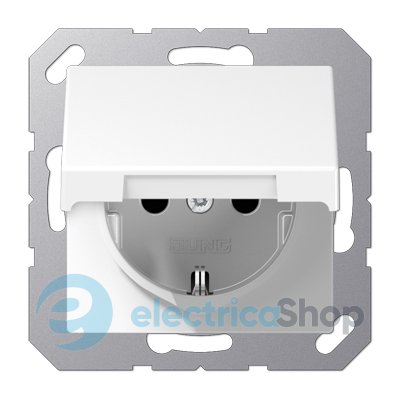 Розетка SCHUKO з кришкою 230V/16A ECO PROFI EP1420KLWWM, колір білий матовий