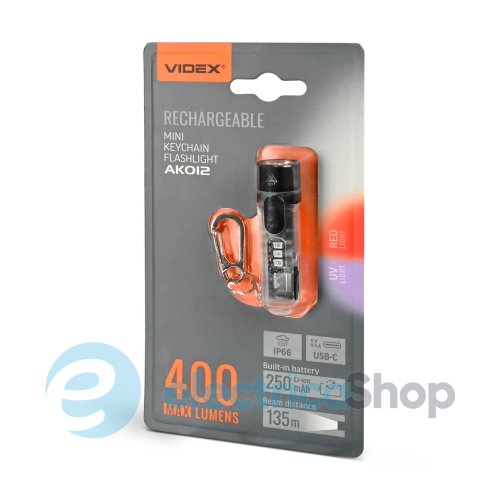 Портативний світлодіодний міні-ліхтарик VIDEX VLF-AK012 400Lm 5000K