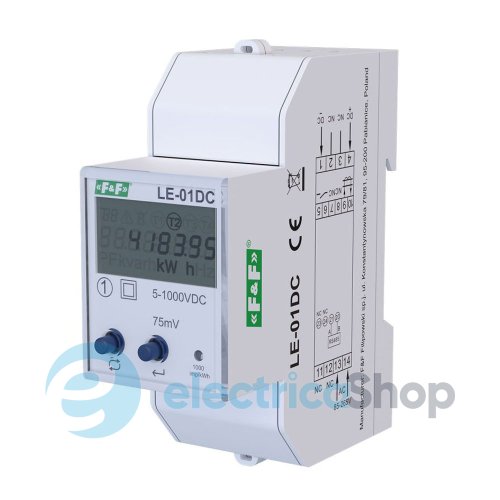 Счетчик электроэнергии постоянного тока (5-1000V DC) F&F LE-01 DC, DIN, RS485, импульсный выход