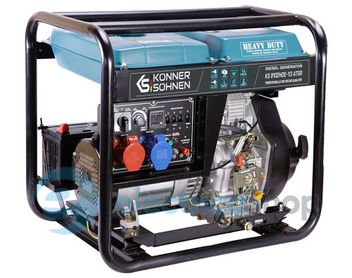 Дизельный генератор 6,5кВт/230V (7,5кВт/400V) Könner&Söhnen KS 9102HDE-1/3 ATSR (EURO II), ручной/електро/авто запуск