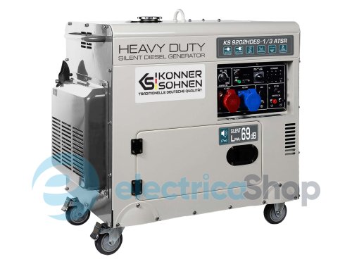 Дизельный генератор 6,5кВт/230V (7,5кВт/400V) Könner&Söhnen KS 9202HDES-1/3 ATSR (EURO II), ручной/електро/авто запуск