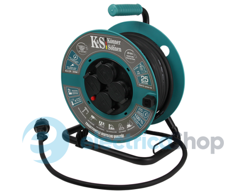 Подовжувач на котушці 25 метрів 4x16А/230V/3600Вт, IP44, Könner&Söhnen KS CR-25M