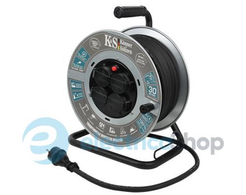 Подовжувач на котушці 30 метрів 4x16А/230V/3600Вт, IP44, Könner&Söhnen KS CRM-30M