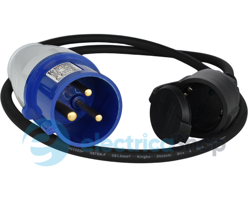 Подовжувач-адаптер 1x32А/250В на 1x16А/250В 1 метр, IP44, Könner&Söhnen KS EX1M-1S