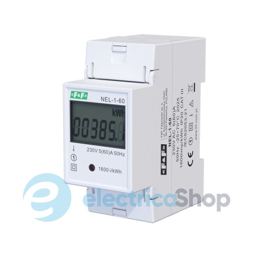 Счетчик электроэнергии 1-ф, DIN, 60А, F&F NEL-1-60
