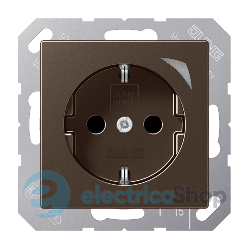 Розетка с з/к 250V/16А, шторки, JUNG HOME Energy BTA1521SEMO мокко