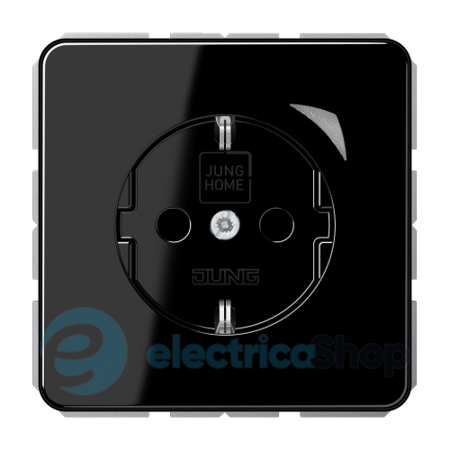 Розетка с з/к 250V/16А, шторки, JUNG HOME Energy BTCD1521SESW черный