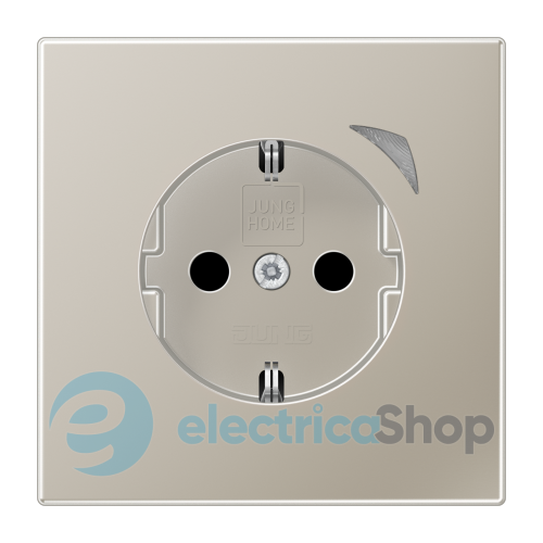Розетка із з/к 250V/16А, шторки,  Energy JUNG HOME BTES1521SE-L нержавіюча сталь