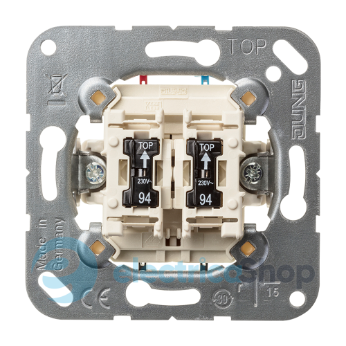 Механизм контрольного выключателя 2-кл 505 KOU 5 JUNG, 10AX/250V, с лампами подсветки