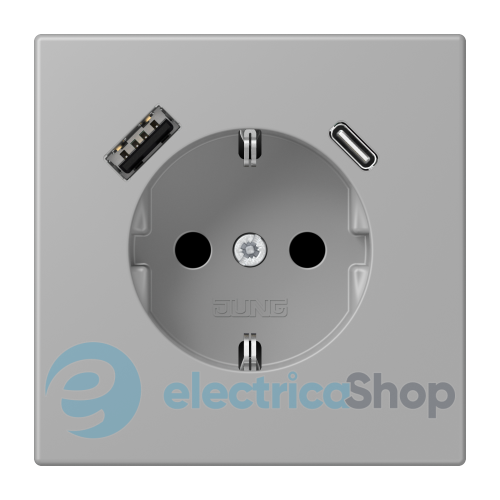 Розетка с з/к и USB тип AC JUNG LC1520-15CA204 gris moyen (32012)
