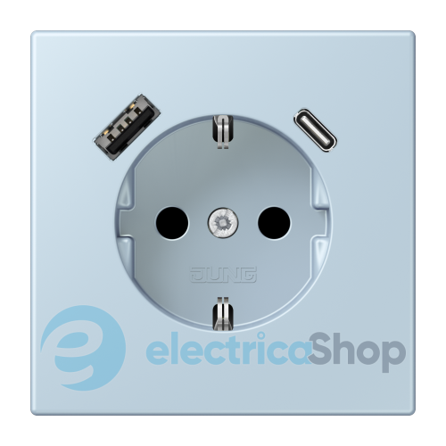 Розетка с з/к и USB тип AC JUNG LC1520-15CA208 outremer clair (32022)