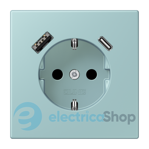 Розетка с з/к и USB тип AC JUNG LC1520-15CA214 céruléen clair (32033)