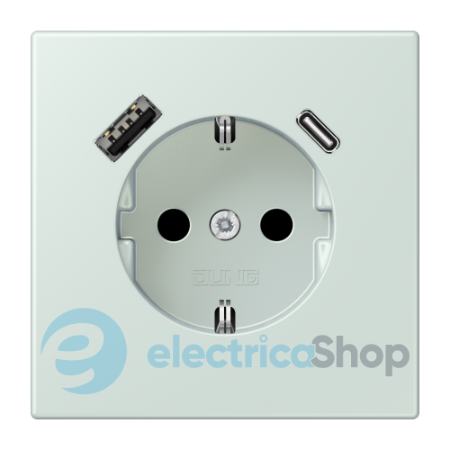 Розетка с з/к и USB тип AC JUNG LC1520-15CA215 céruléen pâle (32034)