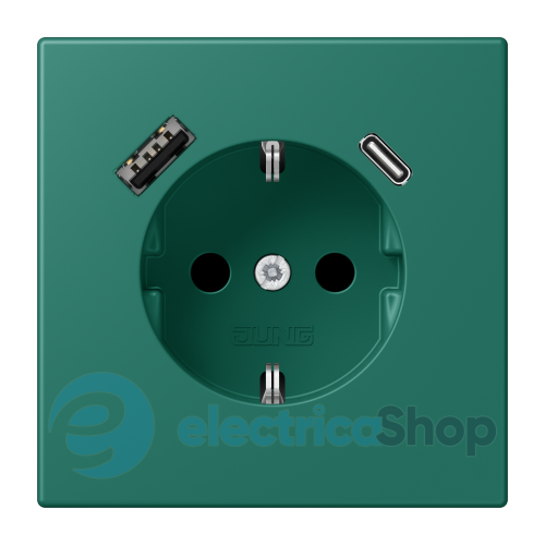 Розетка с з/к и USB тип AC JUNG LC1520-15CA216 vert anglais (32040)