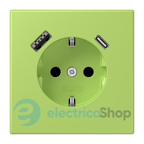 Розетка с з/к и USB тип AC JUNG LC1520-15CA221 vert clair (32052)