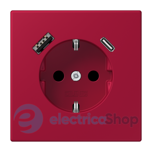 Розетка с з/к и USB тип AC JUNG LC1520-15CA229 rouge carmin (32100)