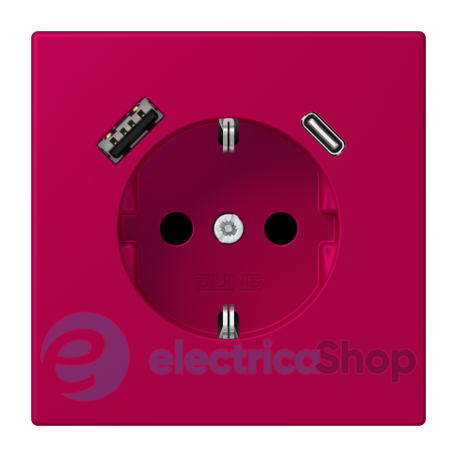 Розетка с з/к и USB тип AC JUNG LC1520-15CA230 rouge rubia (32101)