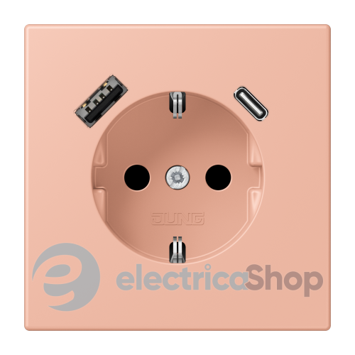 Розетка с з/к и USB тип AC JUNG LC1520-15CA231 rose clair (32102)