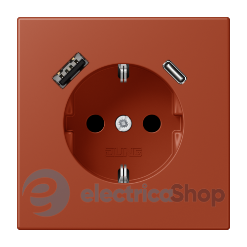 Розетка с з/к и USB тип AC JUNG LC1520-15CA232 l'ocre rouge (32110)
