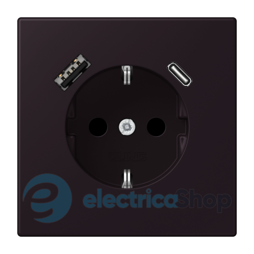 Розетка с з/к и USB тип AC JUNG LC1520-15CA248 noir d'ivoire (4320E)